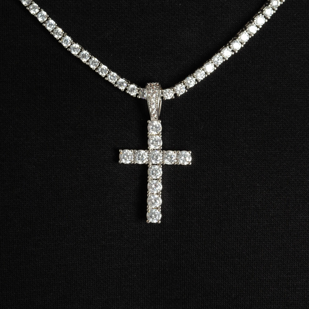 Diamond Cross & Tennis Chain Bundle