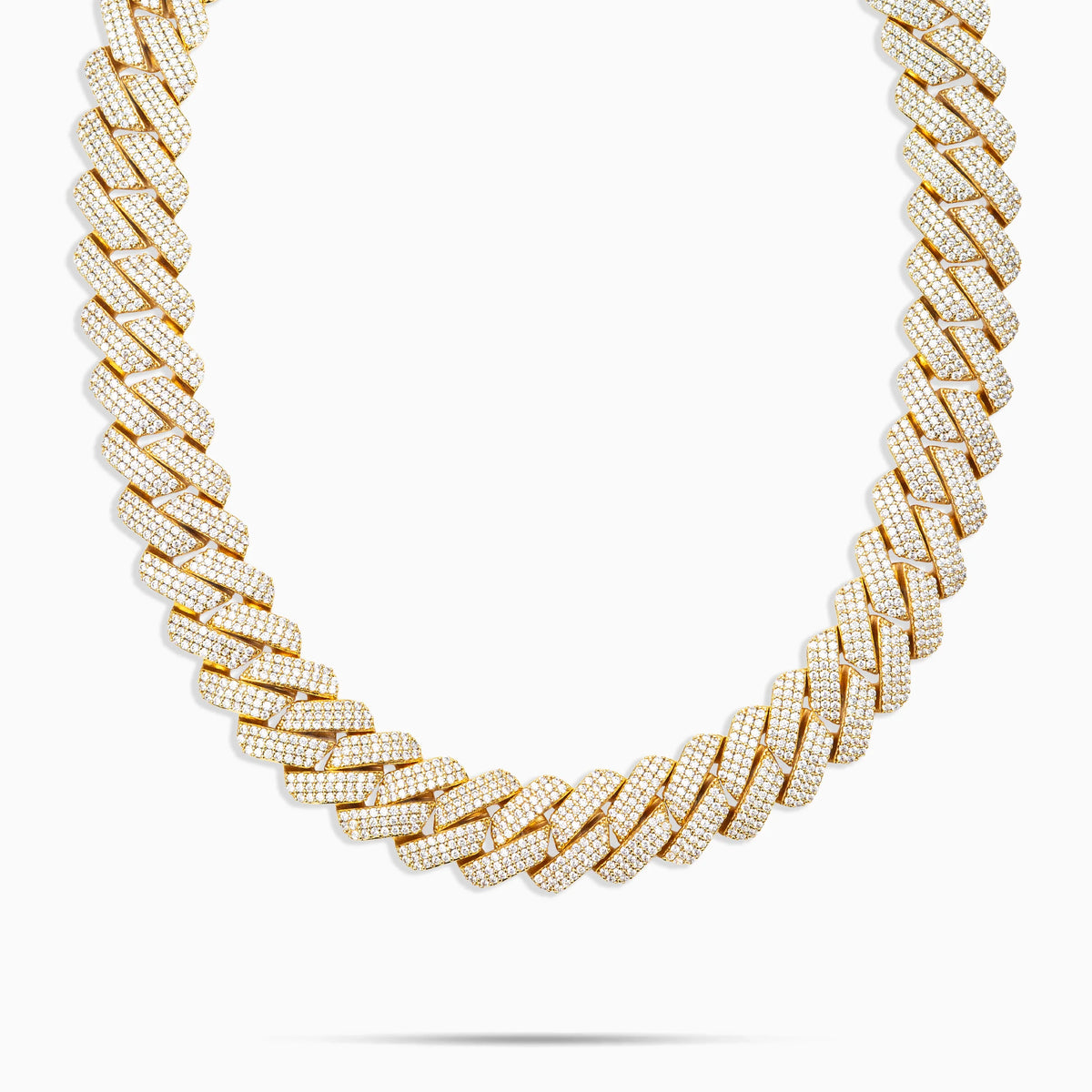 19mm Diamond Prong Cuban Chain Gold