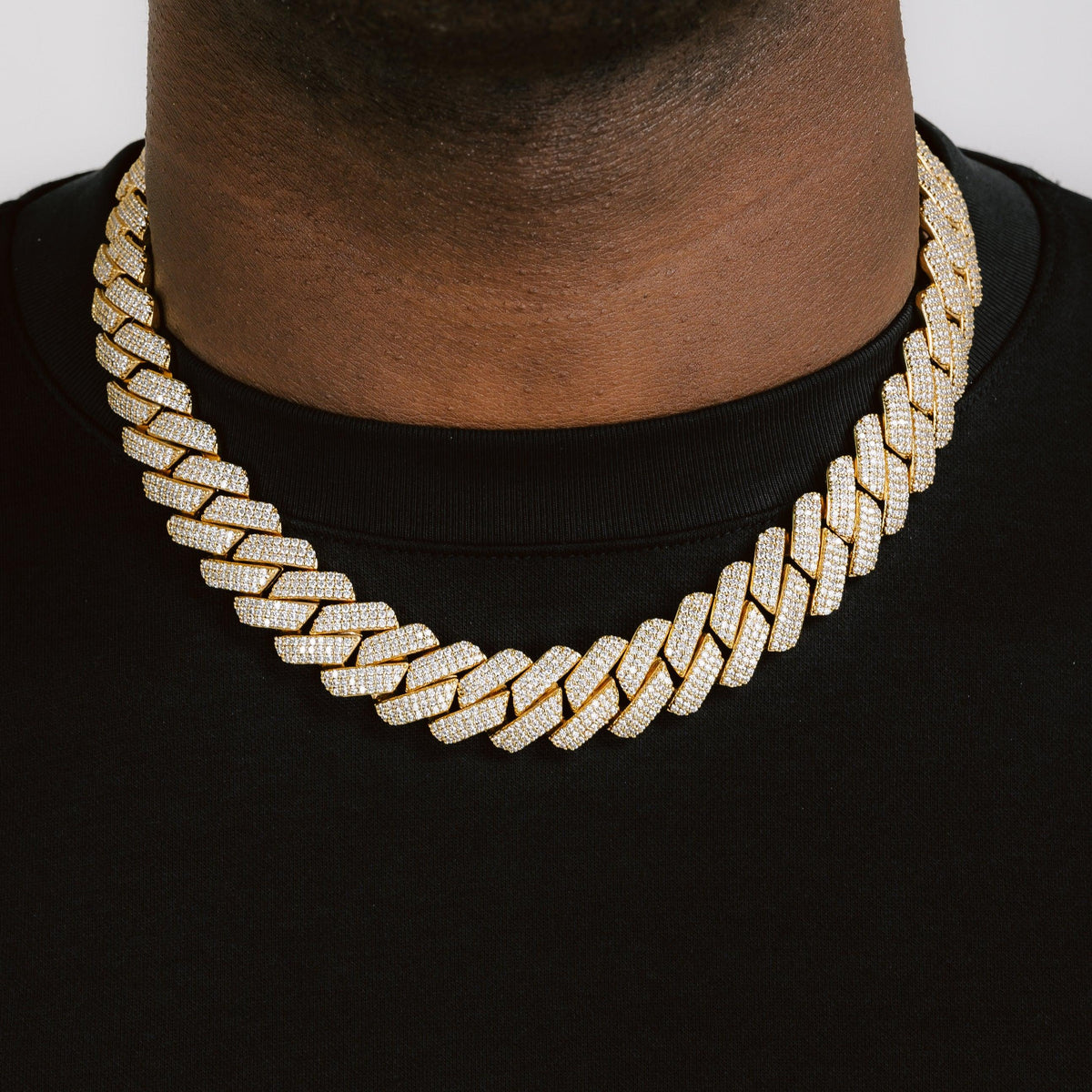 19mm Diamond Prong Cuban Chain Gold